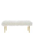 Clarence Bench - White Faux Fur with Gold Legs