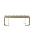 Hall Bench - Oval Large - Cream Velvet Fabric and Champagne Metal