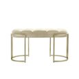 Hall Bench - Oval Small - Cream Velvet Fabric and Champagne Metal