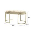 Hall Bench - Oval Small - Cream Velvet Fabric and Champagne Metal