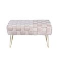 Hall Bench - Dark Cream Velvet Fabric and Gold Hairpin Legs
