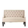 Doucet Bench - Beige Linen Fabric - High Back