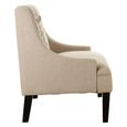 Doucet Bench - Beige Linen Fabric - High Back