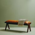 Inca Bench - Brown Leather with Teak Wood