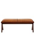 Inca Bench - Brown Leather with Teak Wood