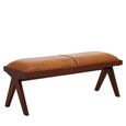 Inca Bench - Brown Leather with Teak Wood
