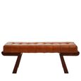 Inca Bench - Brown Leather with Teak Wood - Angular Legs