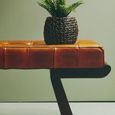 Inca Bench - Brown Leather with Teak Wood - Angular Legs