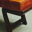 Inca Bench - Brown Leather with Teak Wood - Angular Legs