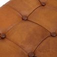 Inca Bench - Brown Leather with Teak Wood - Cross Legs
