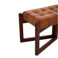 Inca Bench - Brown Leather with Teak Wood - Wooden Legs
