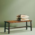 Inca Bench - Brown Leather with Teak Wood - Strapped