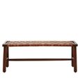 Inca Bench - Brown Leather with Teak Wood - Strapped