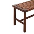 Inca Bench - Brown Leather with Teak Wood - Strapped
