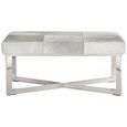 Kensington Townhouse Bench - Grey Leather with Silver Metal