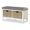 Marlow Storage Bench - with Baskets - White