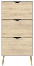 Oslo White and Oak Effect 3 Drawer Shoe Cabinet