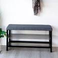 Padova Bench - Grey Fabric - with Shelves