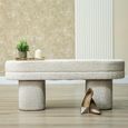 Hall Bench - Oval - Taupe Chenille Fabric