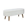 Hall Bench - Oval - White Boucle Fabric and Storage