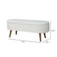 Hall Bench - Oval - White Boucle Fabric and Storage