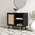 Ferrero Cabinet - 1 Door - Black and Woven Rattan
