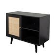 Ferrero Cabinet - 1 Door - Black and Woven Rattan