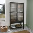 Barwick Glazed Cabinet - 2 Door - 1 Drawer - Charcoal