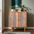 Wilton Hall Cabinet - 2 Door - Ribbed - Gold Trim - Acacia Wood