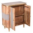 Wilton Hall Cabinet - 2 Door - Ribbed - Gold Trim - Acacia Wood