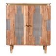 Wilton Hall Cabinet - 2 Door - Ribbed - Gold Trim - Acacia Wood