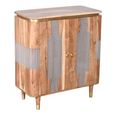 Wilton Hall Cabinet - 2 Door - Ribbed - Gold Trim - Acacia Wood