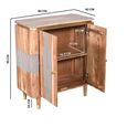 Wilton Hall Cabinet - 2 Door - Ribbed - Gold Trim - Acacia Wood