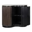 Mayfield White Marble Top 1 Door Bar Cabinet - Dark Wood Fluted Base