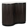 Mayfield White Marble Top 1 Door Bar Cabinet - Dark Wood Fluted Base