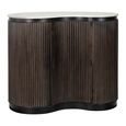 Mayfield White Marble Top 1 Door Bar Cabinet - Dark Wood Fluted Base