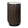 Mayfield White Marble Top 1 Door Bar Cabinet - Dark Wood Fluted Base