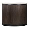 Mayfield White Marble Top 1 Door Bar Cabinet - Dark Wood Fluted Base