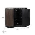 Mayfield White Marble Top 1 Door Bar Cabinet - Dark Wood Fluted Base