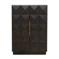 Claremont Dark Wood 2 Door Geometric Cabinet with Travertine Top