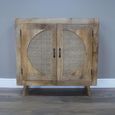 Storage Cabinet - Acacia Wood and Rattan - 2 Door