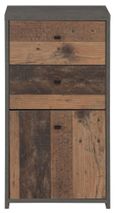 Best Grey Concrete Effect and Vintage Wood 2 Drawer 1 Door Cabinet