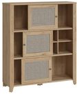 Cestino Oak and Rattan Effect Low Cabinet