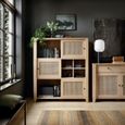 Cestino Oak and Rattan Effect Low Cabinet
