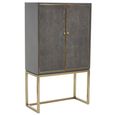 Deskey Hall Cabinet - 2 Door - Grey and Faux Shagreen