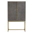 Deskey Hall Cabinet - 2 Door - Grey and Faux Shagreen