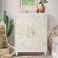Dover Cabinet - White Carved Mango Wood - 2 Door