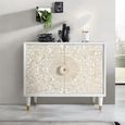 Dover Hall Cabinet - White Carved Mango Wood - 2 Door