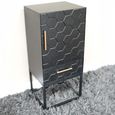 Hall Cabinet - Black - 1 Door - 1 Drawer - Metal & Wood
