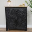 Hall Cabinet - Black - Carved Mango Wood - 2 Door